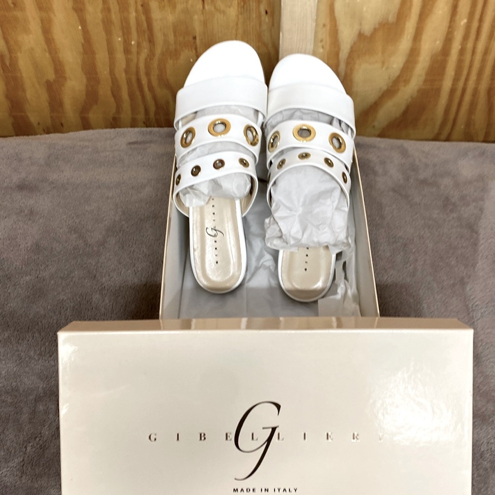 White Italian leather sandals